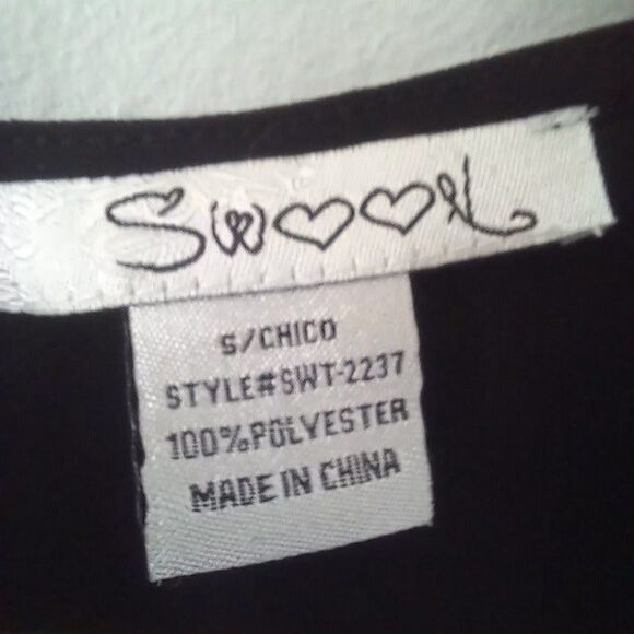 Swoon Small Sheer Black Tank-Faux Leather Trim-Keyhole Back-Flowy-Grunge-Goth - Picture 6 of 6